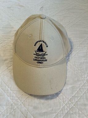 ZARA Cap Beige with Blue Los Angeles Newport Beach Size S/M Hat NWOT 100% Cotton